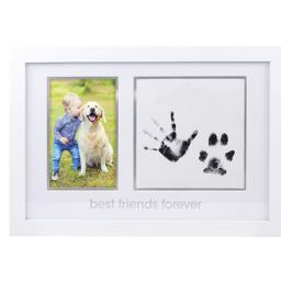 Pawprints Tavelram För Vägg Med Hund & Barn Foto & Print Vit